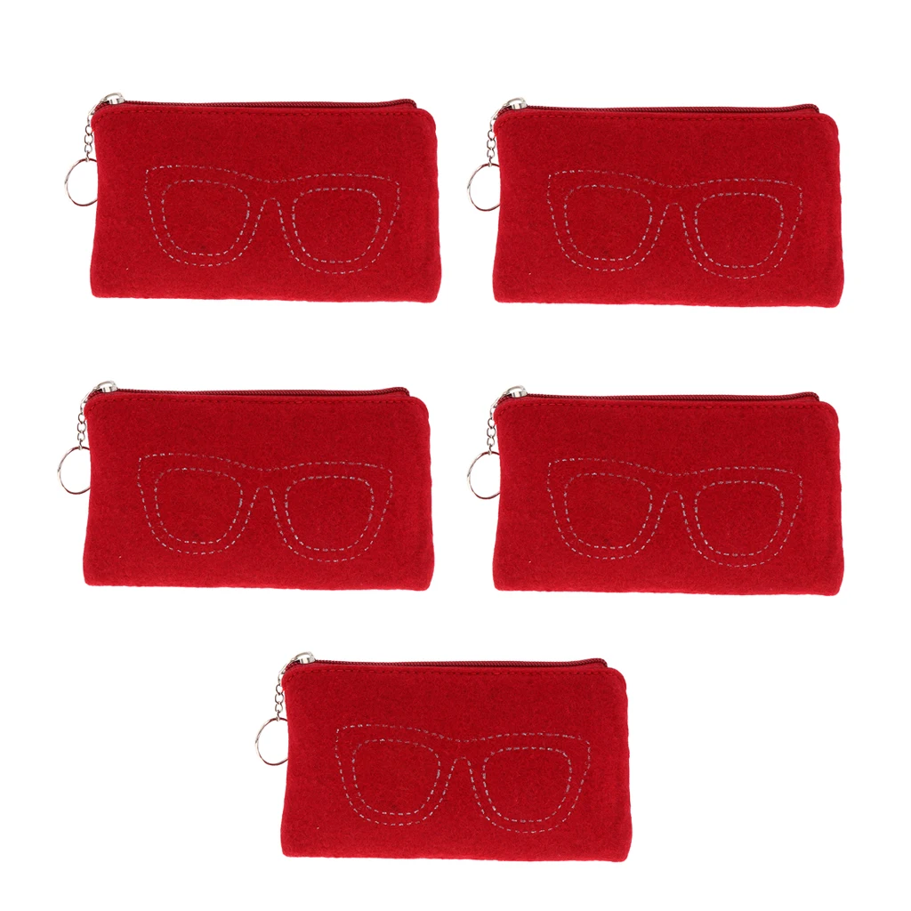 Упаковка из 5 Войлок очки коробка очки защитный чехол солнцезащитные очки сумка для хранения-серый/синий/красный