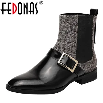 

FEDONAS Plus Size Fashion Women Quality Ankle Boots Autumn Winter Genuine Cow Leather Chelsea Boots New Party Office Shoes Woman