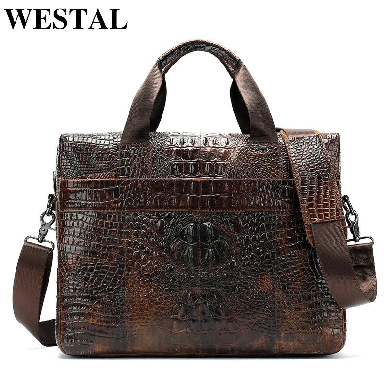 

Messenger Bags Men Shoulder Bag Genuine Leather Casual Male Briefcases Laptop Male Bussiness Alligator Bags For Men 5555