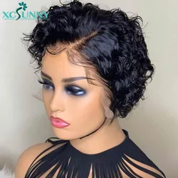 Short Deep Curly Bob Wig HD Transparent Lace Frontal Wig Human Hair 13x6 x3.5 Lace Front Wig Glueless Remy Brazilian xcsunny