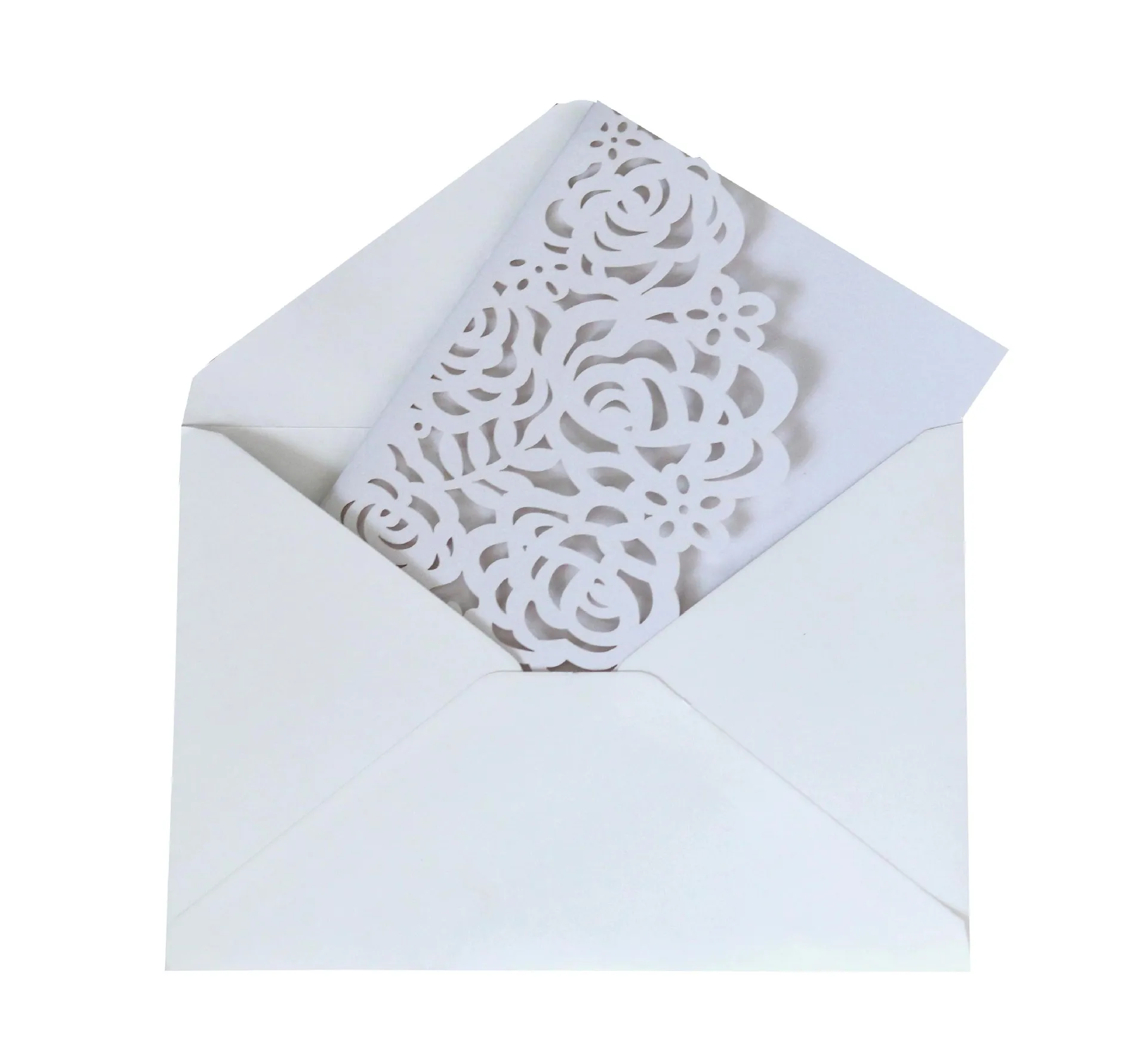 18*12.5cm Three Folds Hollow White Invitation Greeting Card Hotel Wedding Pink Invitation Card Customize Supplies 10pc