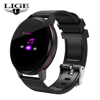 

LIGE 2020 New smart watch men Full touch screen fitness Tracker Heart Rate Blood Pressure wristband waterproof Smartwatch man