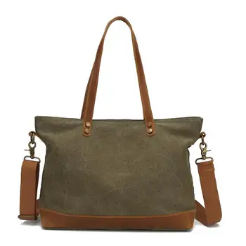 

new casual canvas tote bag crazy horse leather cross body bag big capacity ladies bag