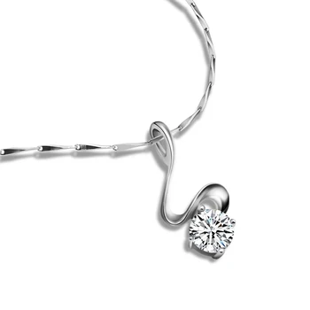

Fashion simple s-shaped pendant necklace 925 sterling silver women necklace hot zircon pendant Charming lady silver jewelry