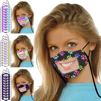 

10PCS Smile Face Mask Visible Expression Lip Reading Washable Earloop Mask For Protection Scarf Flag Bandana drop-shipping#3