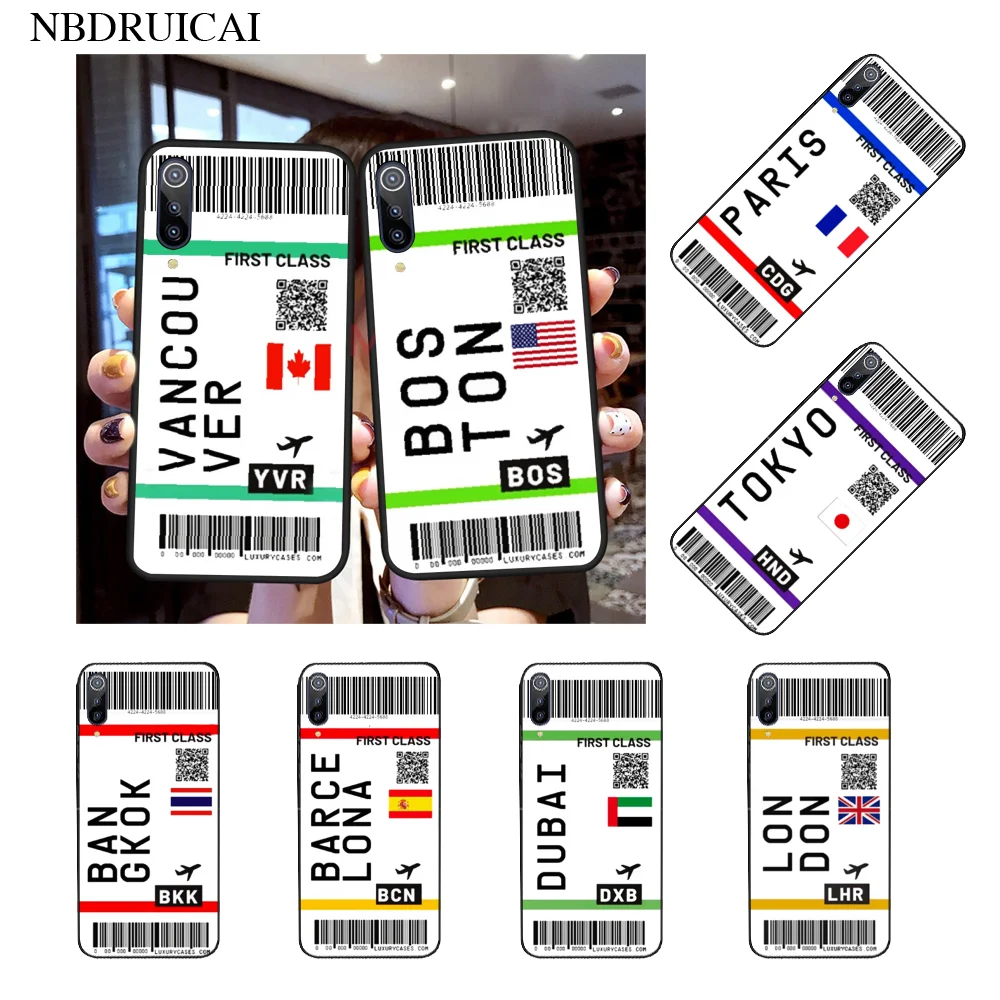 

NBDRUICAI Air Ticket Label Letter Soft black Phone Case for Xiaomi 8 9 se 5X Redmi 6pro 6A 4X 7 5plus note 5 7 6pro