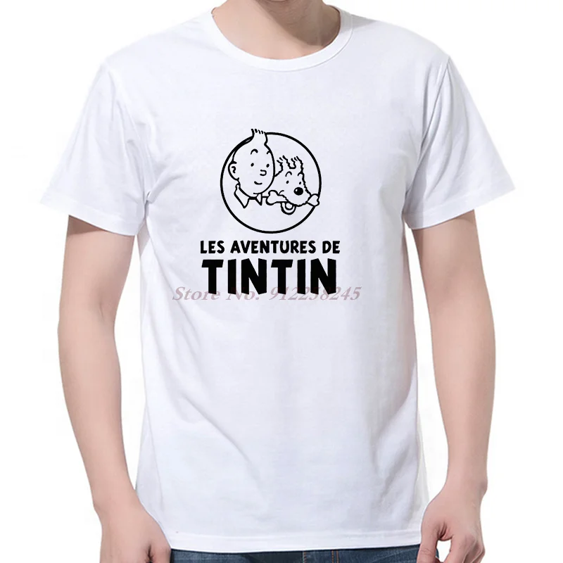 The Adventures Of Tintin T Shirt Men Short Sleeve T Shirt Comic Snowy Dog Captain Haddock graphic t shirts Harajuku Men clothing