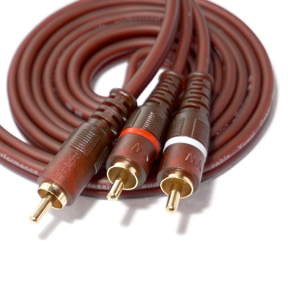Sistema de Audio Hi-Fi para cine en casa, divisor de Cable de Audio estéreo Digital, doble enchufe RCA macho a 2 RCA macho Y de 1,5 M para Subwoofer