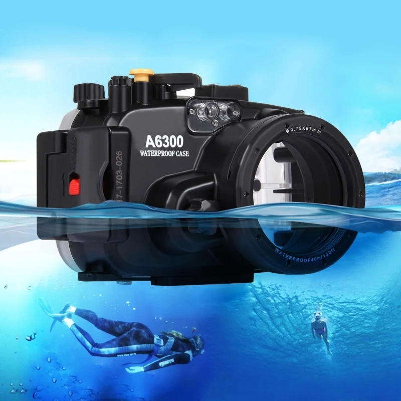 PULUZ 40m profondeur sous-marine boîtier de plongée boîtier d'appareil  photo étanche pour Sony A6000 /