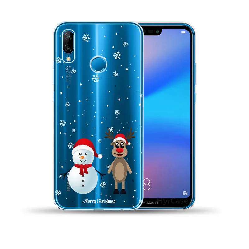 phone case for huawei Cartoon Cute Elk Merry Christmas Santa Claus Deer Soft TPU Silicone Phone Case Cover For Huawei P30 P10 P20 P40 Lite E Pro Huawei dustproof case