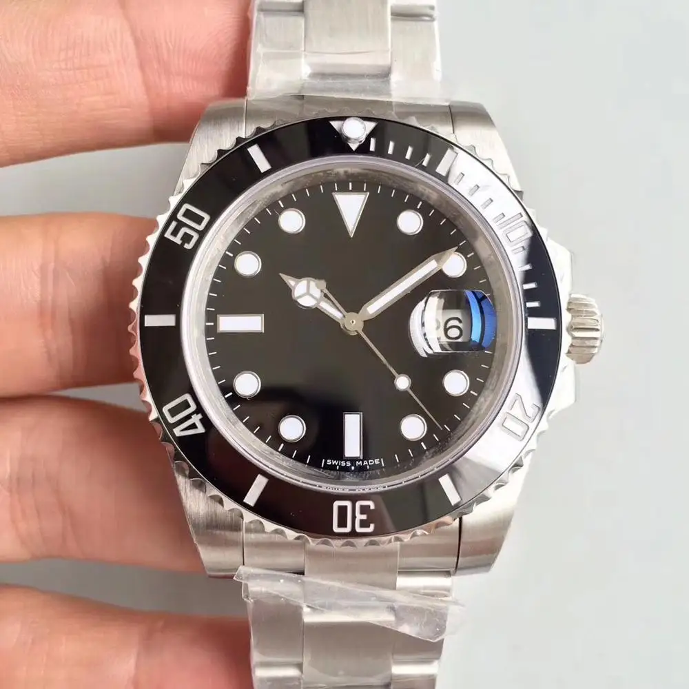 Роскошные мужские часы SUB часы AAA подводные часы без логотипа дизайнерский бренд керамическое кольцо 40 мм водонепроницаемые часы