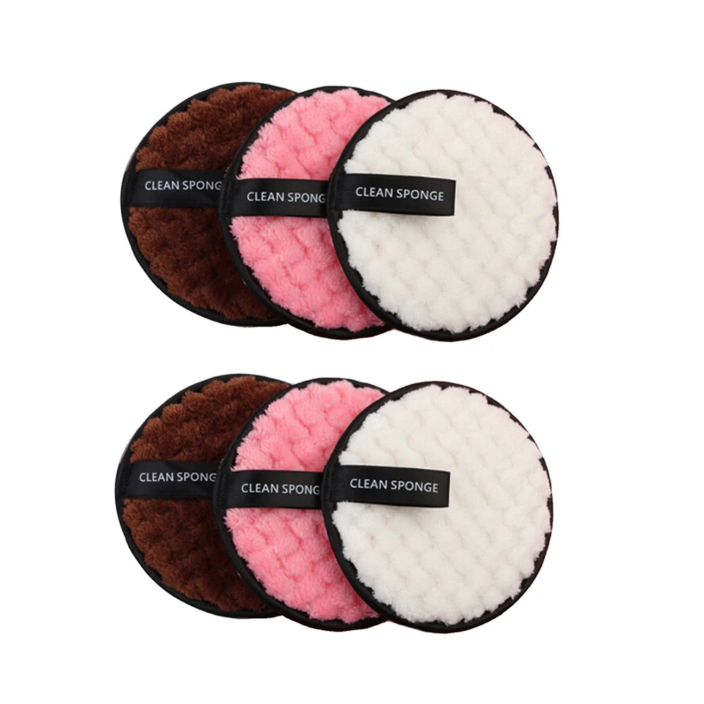 

6 Pcs/Set Remover Puff Soft Double Sided Makeup Sponge Reusable Washable Face Cleaning Pads Make Up Remover Cosmetic Tool