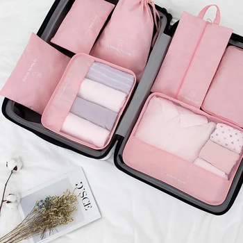 

7 Pcs Portable Home Clothes Storage Bags Travel Luggage Storage Organizer Cationic Oxford Cloth Shoes Clothing Sorting Bag