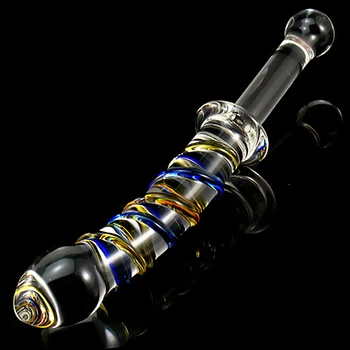 Pyrex Crystal Glass Dildo Fake Penis Handle Long Anal Plug Prostate Massager G Spot Stimulator Female Masturbation Sex Toys 5