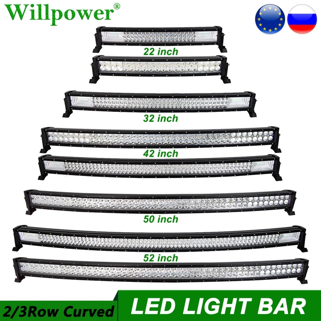 SUV Car Roof 22 32 42 50 52 inch Curved LED Light Bar For Jeep Dodge