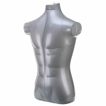 

PVC Plastic Fashion Inflatable Male Torso Model Form Half Man Body Mannequin Model Silver Shop Clothing Display Props
