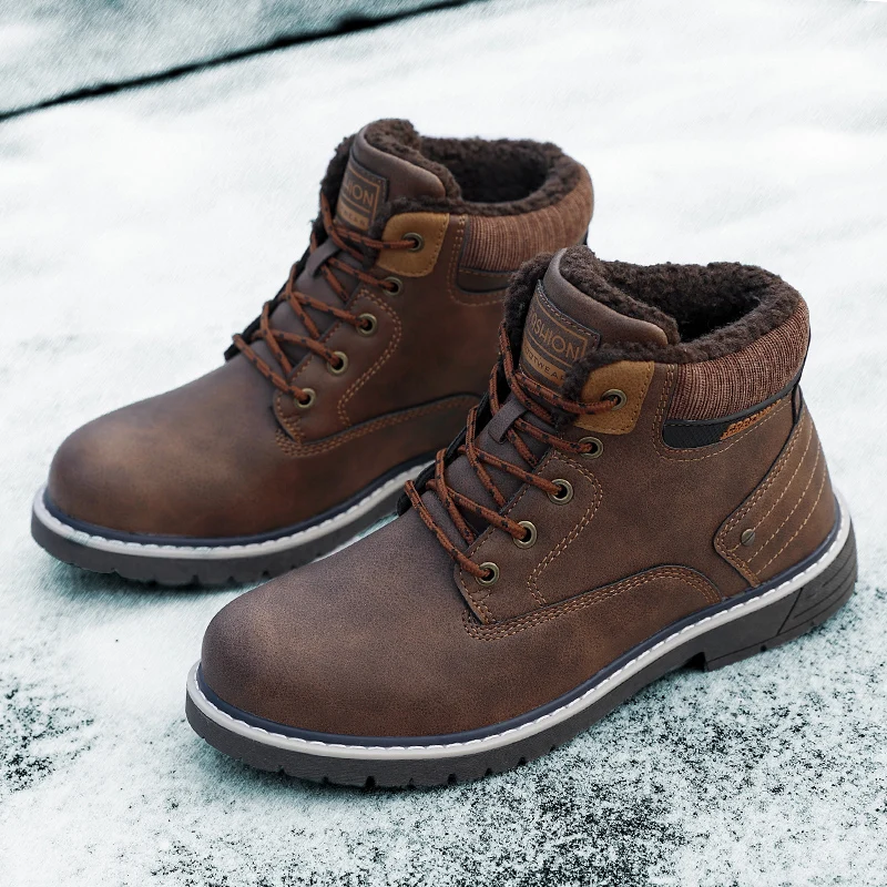 

2020 new high-top men's shoes plus velvet warm Martin boots men's tooling boots hiking shoes men's boots men's boots
