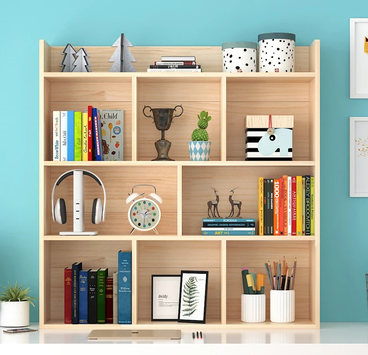 

Simple solid wood table shelf student children pine small bookshelf storage rack multi-layer cabinet desktop bay window rack