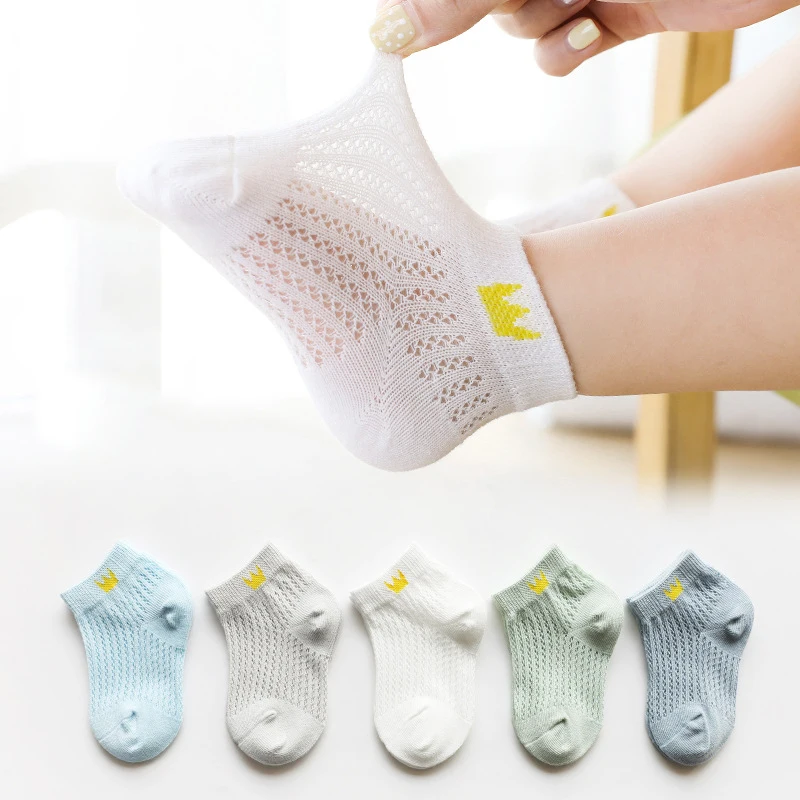 5 пар/лот Летние тонкие сетчатые носки для мальчиков и девочек Хлопковые белые