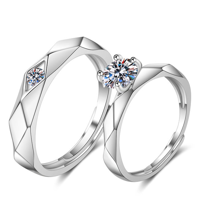 Pcs Lover Couple Zircon Adjustable Rings Love Rhinestone Opening Ring For Men Women Wedding Engagement Romantic Jewelry Gifts