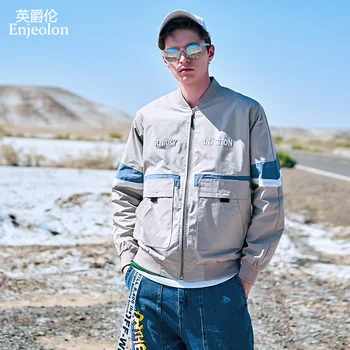 

Enjeolon Men Jacket 2020 Spring Autumn New Casual Pocket Baseball Jacket Men High Quality Bomber Jacket Coat For Male JK634