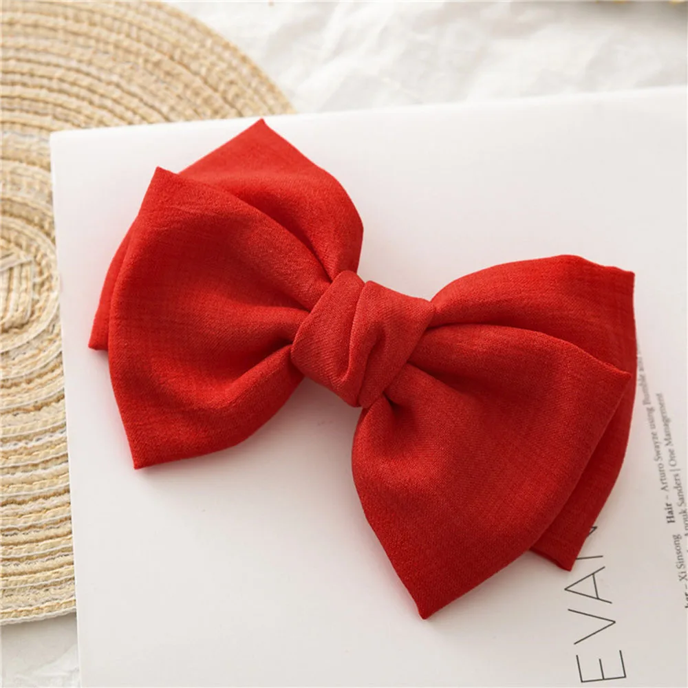 Vintage Fashion Linen Oversized Bow Hair Clip Korean Headwear Ponytail Clip Simple Fabric Woman Head Flower Gift - Цвет: 2