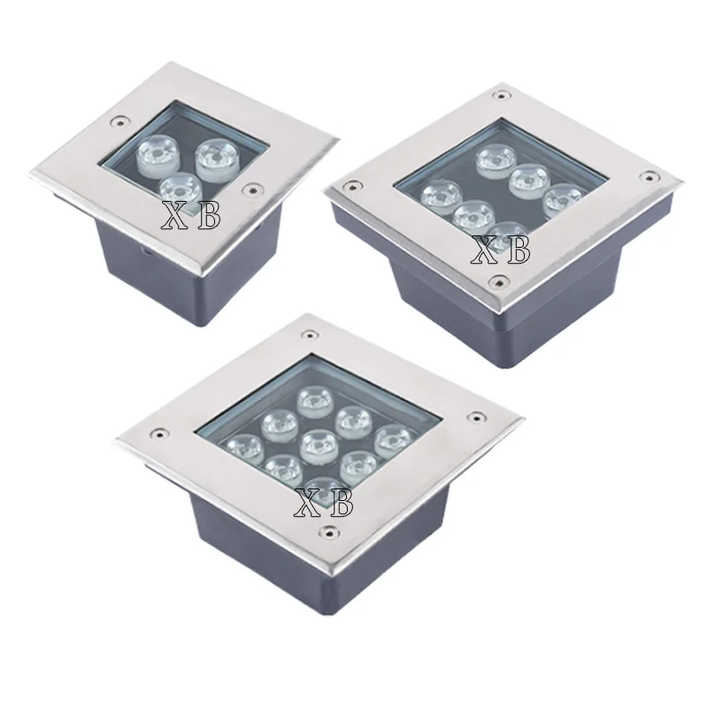 LED Outdoor Floor Light Underground Lights 1W 3W 4W 5W 6W Waterproof IP67 Square Led Buried Lamps Garden Light AC85-265V DC12V