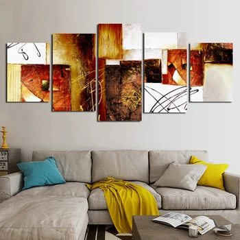 

Modern Abstract Canvas Painting Color Graffiti Art Poster Home Decor Living Room Combination Mural Five Piece Set Without Frame
