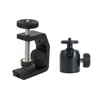 

Desktop Multifunction C-Style Camera Screw Clamp + 360 Degree Mini Ball Head 1/4 inch Screw Flash Speedlite Accessories