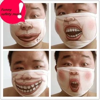 

Funny Face Creative Dustproof Warm Loser Mask Mouth Fabric Mask Dust Mask Cartoon Face Dustproof Cotton Anti Reusable Double