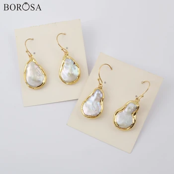 

BOROSA 5Pairs New Freeform Natural Freshwater Pearls Drop Earrings Jewelry in Gold Plating Real Natural Pearl Earrings G1915-E