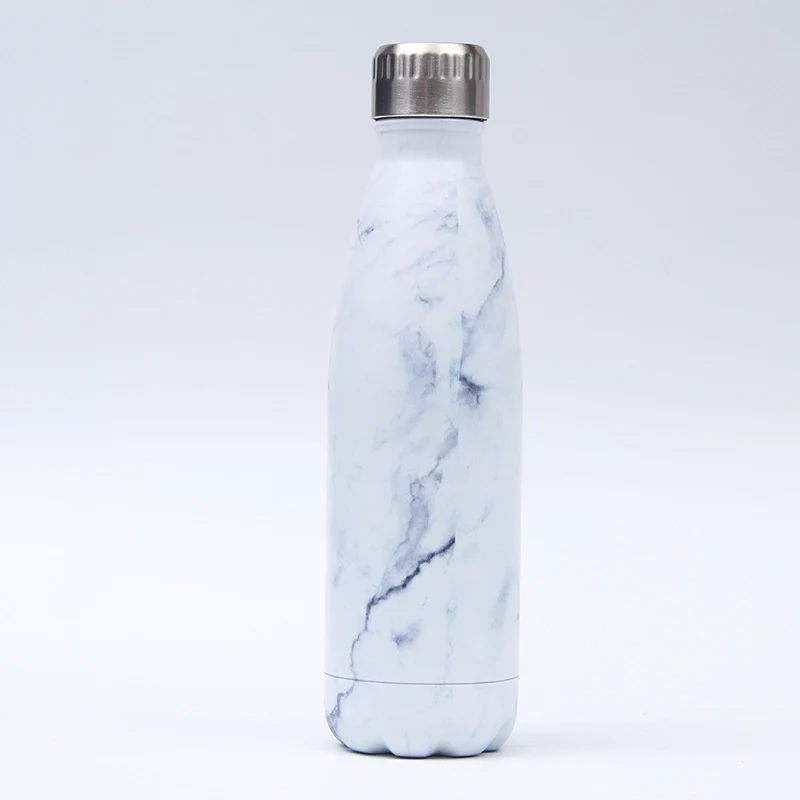 Мраморная бутылка для воды с двойными стенками из нержавеющей стали, термос для кофе, термос, термос, изолированная холодная чашка, кружка для путешествий, Спортивная бутылка для питья - Цвет: E