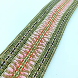 Luxurious 5cm Jacquard Embroidered Lace Fabric Ribbon for DIY Crafting and Fashion (Beige  1 Yard)