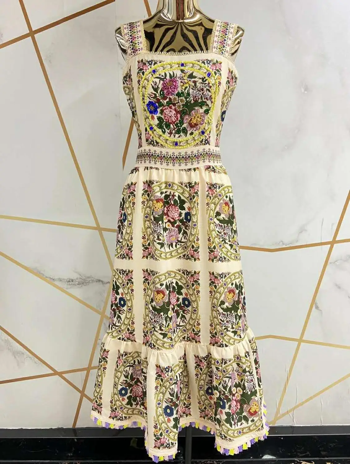 AELESEEN Luxury Designer Women Dress Summer Runway