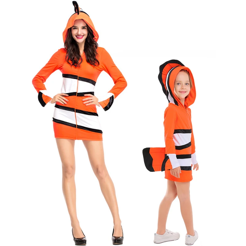 Mother Daugther Son Finding Nemo Costume Mom Me Halloween Beach Wear Clown Fish Hooded Jacket Outfit Kids Animal Cosplay Outfit Mother Daugther Son Finding Nemo Costume Mom Me Halloween Beach Wear Clown Fish Hooded Jacket Outfit Kids Animal Cosplay Outfit
