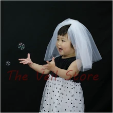 Короткая фатиновая вуаль для первого причастия, 2 T, свадебная вуаль с цветами для девочек, детская мини вуаль, простая вуаль, Voiles Courte fille enfant, белого цвета и цвета слоновой кости