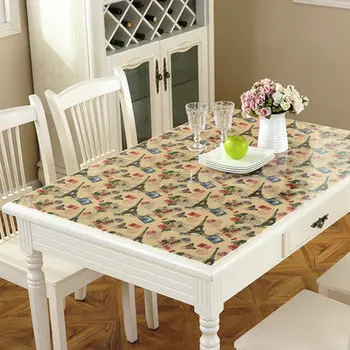 

New Arrive Table Cover 1.0mm Soft Glass Transparent PVC Tablecloth Kitchen Table Cloth with Pattern Party Supplies free shipping
