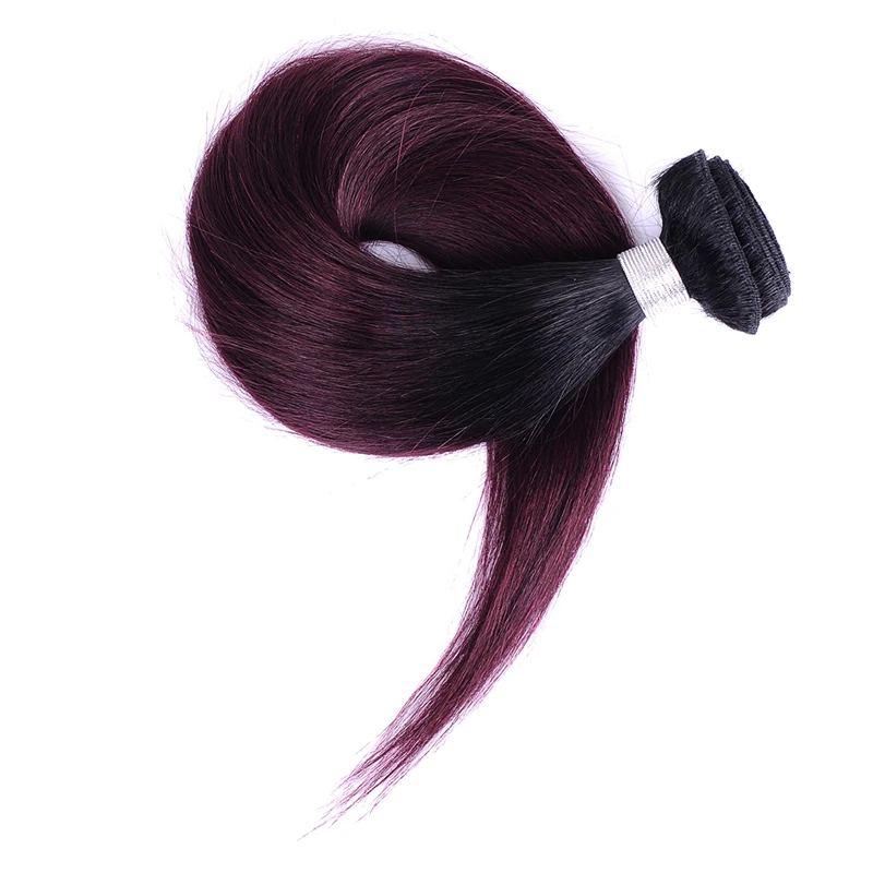 Омбре перуанские волосы 3 пучка s с закрытием 1B красный/бордовый прямой натуральные волосы пучок с закрытием Сияющая Звезда не реми волосы