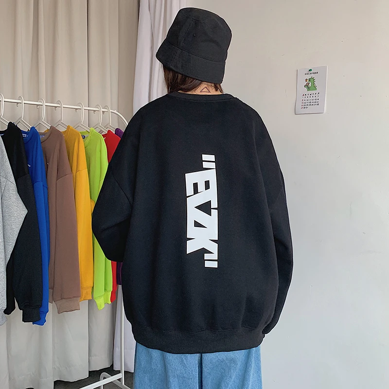 

Korean Fashion Crewneck Sweatshirts and Long Sleeve Pullover Tops Letters Printing Oversized Streetwear for Womens Fall Clothing