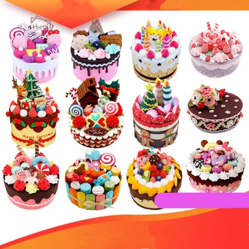 Diy Handmade Non-Woven Fabric Craft Christmas Cake Storage Box Felt Material Package 21/14.3cm