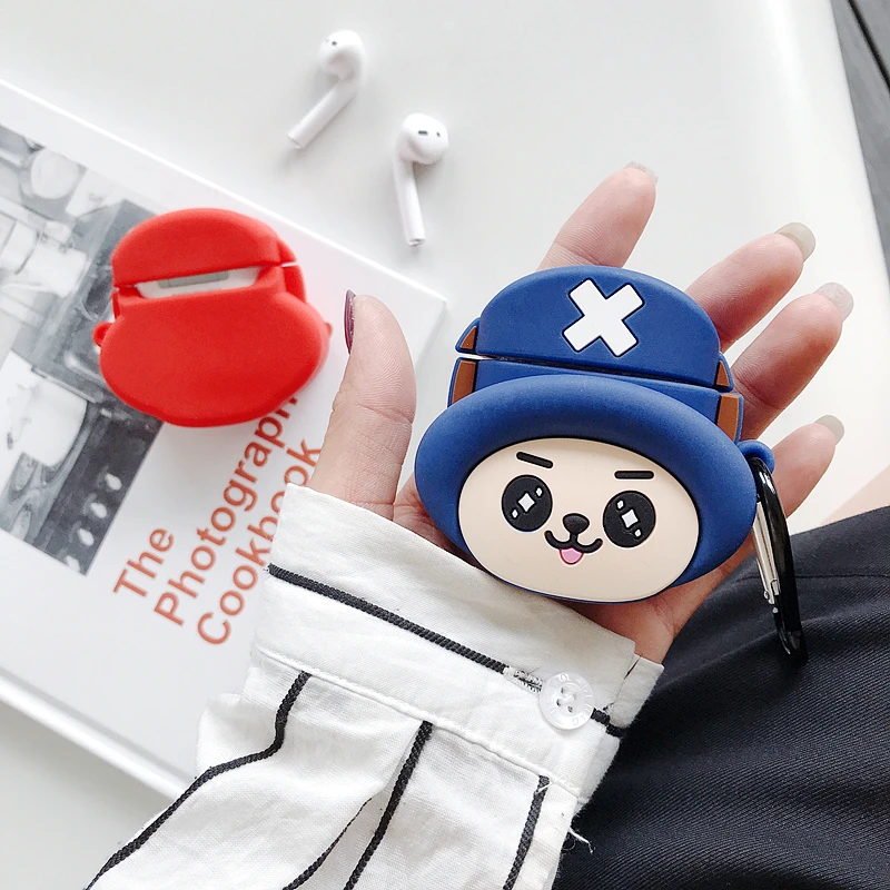 

For AirPods 1/2 Case Cute Cartoon 3D ONE PIECE Chopper Earphone Case For Apple Airpods 2 Soft Protect Cover With Metal Ring