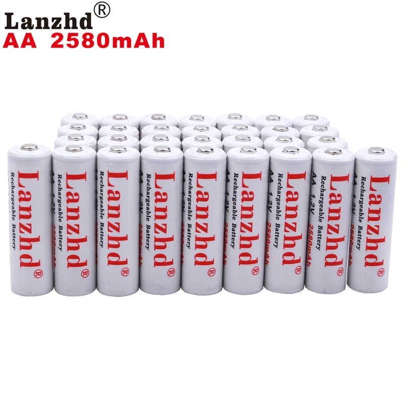 10-60 шт) перезаряжаемые батарейки AA 1,2 V литиевая батарея Pro AA 2580mAh 1,2 V Ni-MH для игрушка-фонарик предварительно разогреваемая батарея 2A