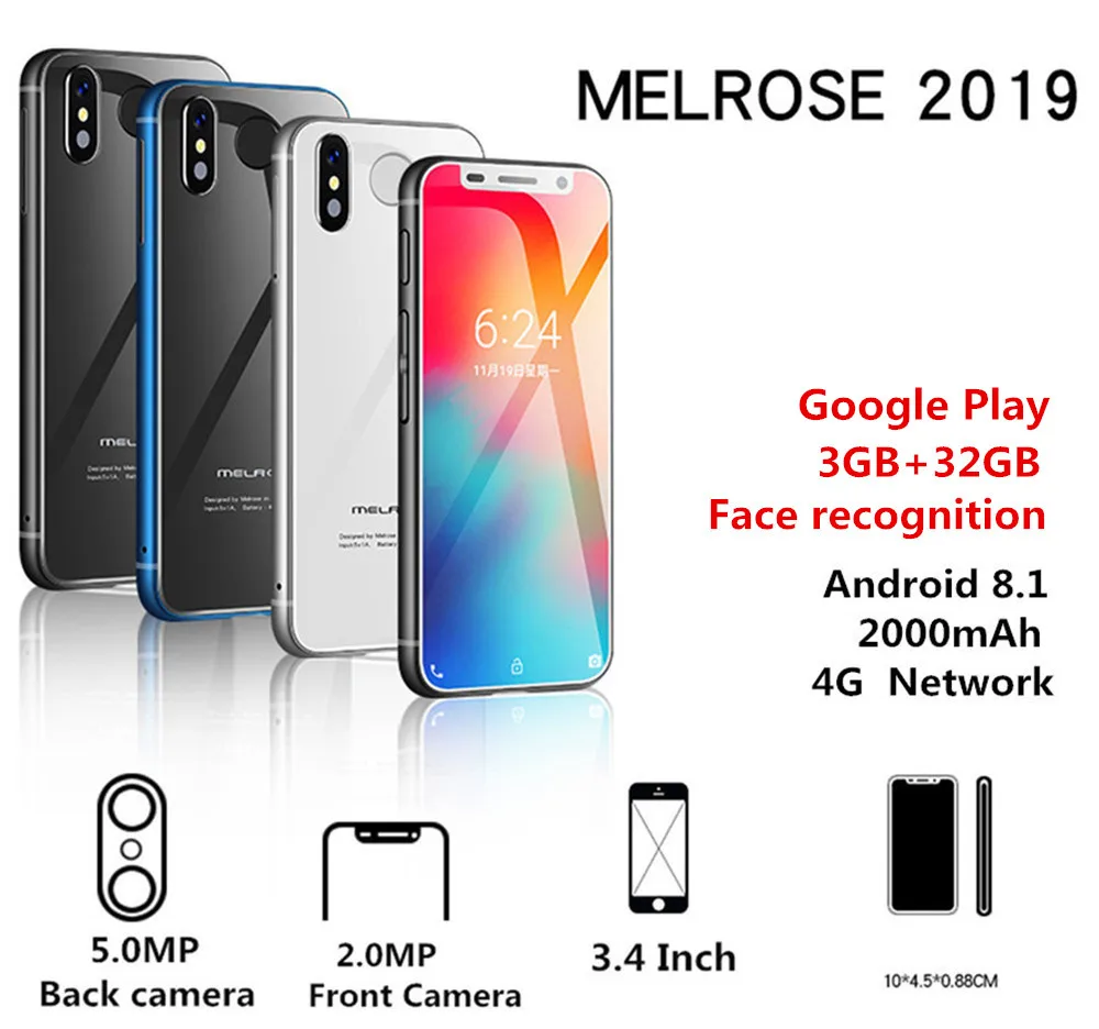 Подарок! смартфон Melrose Android 8,1 4G LTE 3,4 ''Супер Мини 3 ГБ 32 ГБ отпечаток пальца Google Мобильный телефон PK S9 K15