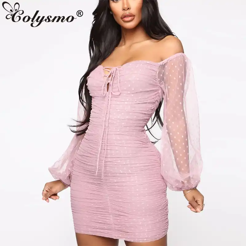 sheer off the shoulder dress