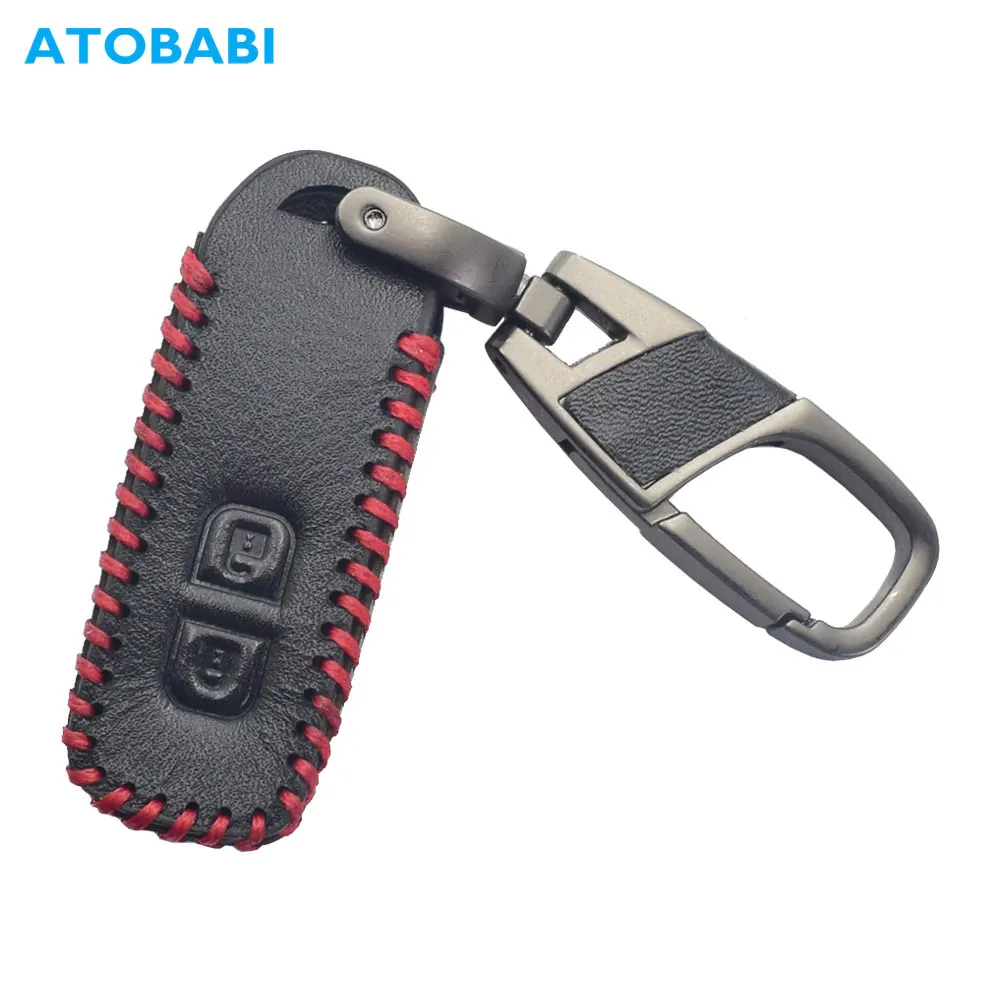 Leder Auto Schlüssel Fall Für Für Honda N BOX / N WGN / N EIN 2012-2017 2 Tasten smart Keyless Remote Anhänger Abdeckung Haut Schlüsselbund Tasche