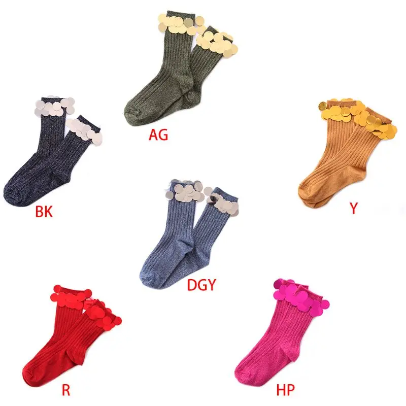 Модные женские носки ручной работы с круглым носком и блестками для девочек; женские повседневные однотонные трикотажные хлопковые носки в полоску