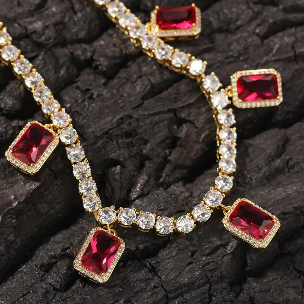 

colorful.gem Iced Out Bling Rhinestone Crystal Gold Silver Cuban Link Chain Choker Design For Men Hip hop Necklace Punk Women