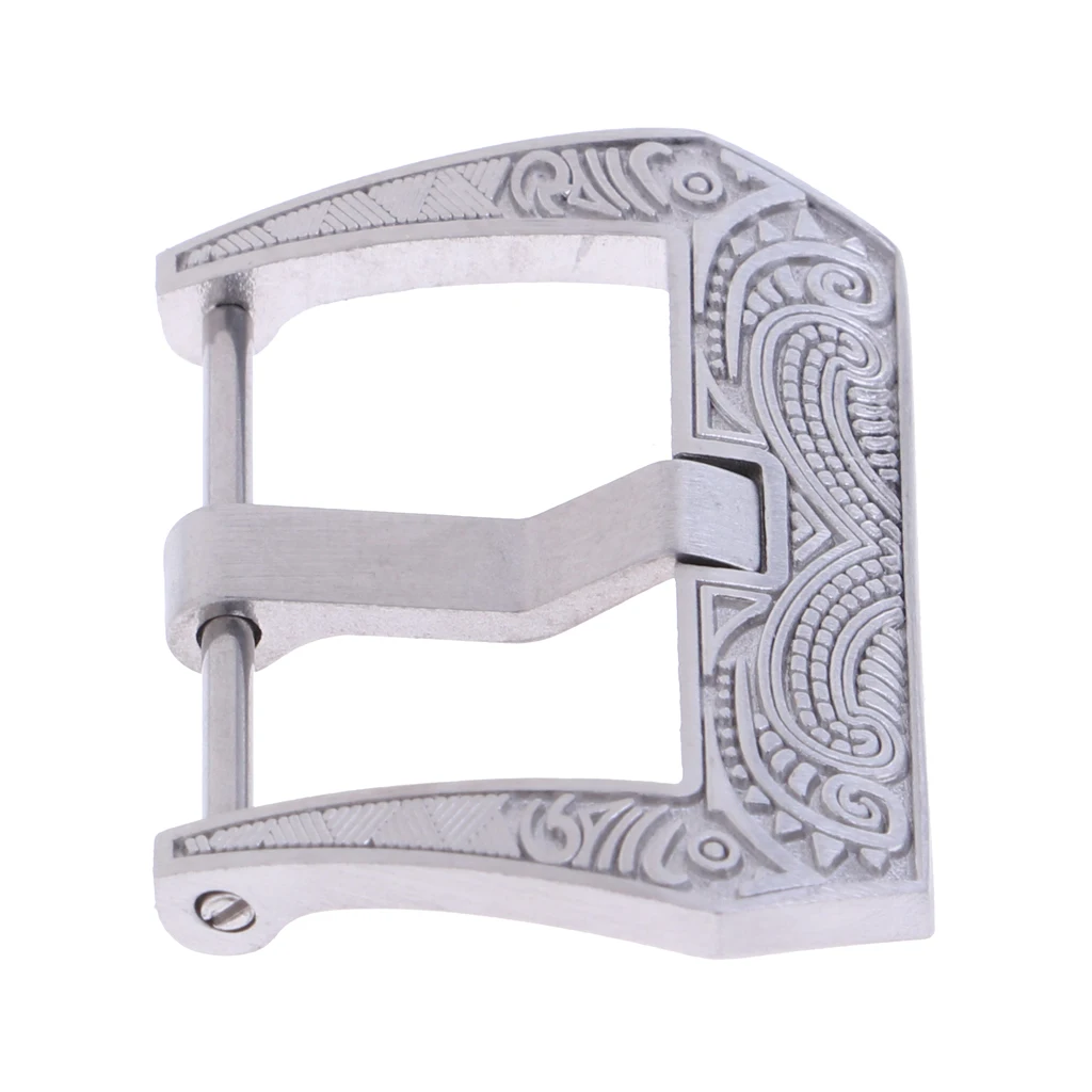 Flower Engraving Steel Screw-In Watch Buckle 22mm Replacement Clasp Crafts
