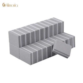 Billig 20 Teile/los Mini Grau Schwamm Schleif Block Nagel Datei 100/180 Nail Art Grit Emery Bord Maniküre Nägel Salon Zubehör Werkzeuge