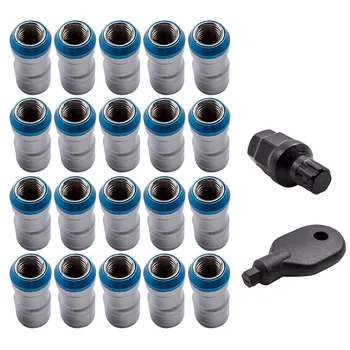 

M12X1.5mm 20 Pieces Lug Nuts Closed Open Ended Chrome Blue for Hex Lock Key